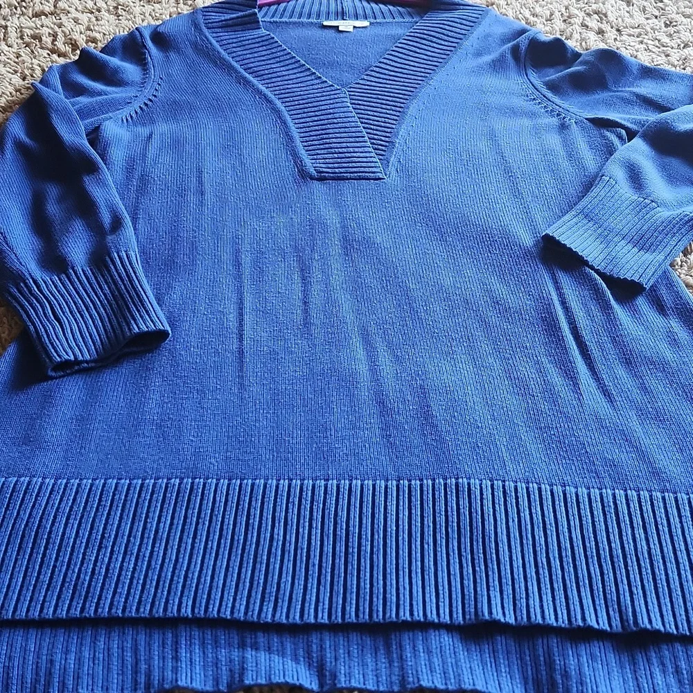 Isaac Mizzrah LiVE Blue V-Neck Women's Sweater Size 1x - Picture 7 of 7
